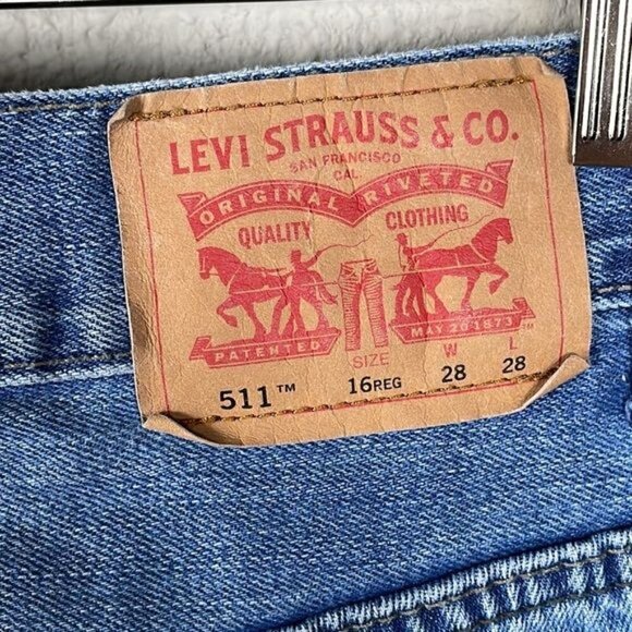 Levis Boys 511 Slim Fit Medium Blue Wash Denim Jeans Sz 16 28 x 28 - Picture 5 of 11